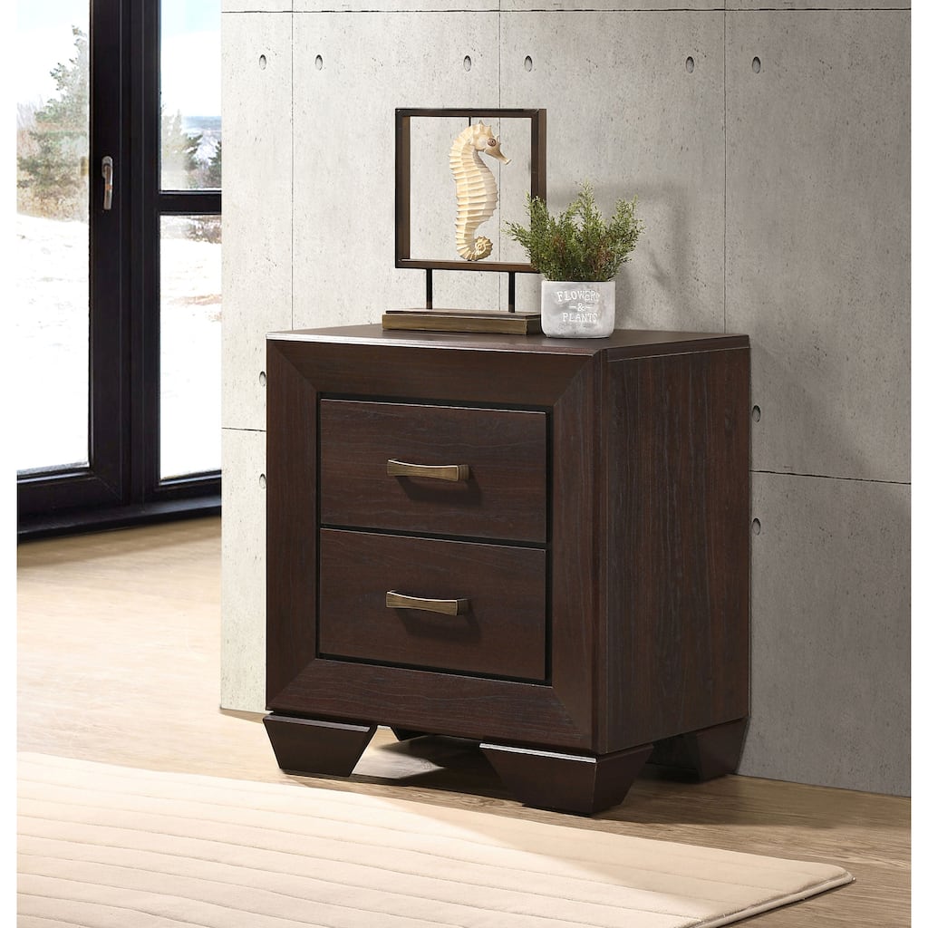Dark Cocoa 2-Drawer Rectangular Nightstand with Wood Grain Finish