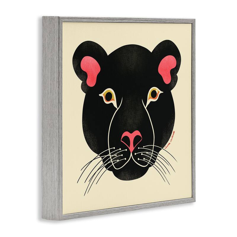 Stupell Minimal Wild Panther Face Framed Giclee Art Design By Carrie Cantwell