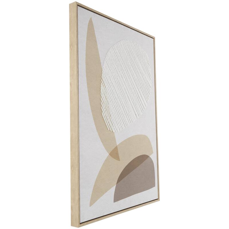 Wooden Abstract Overlapping Shapes Living Room Wall Decor with White Fabric Detailing - Brown - Roche River Decor