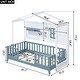 preview thumbnail 5 of 6, White Twin Size Pine Wood House Bed with Window, Fence, 2 Storage Shelves, Guardrail