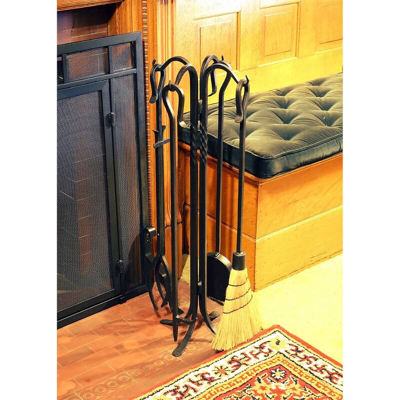 Achla Designs Shepherd's Hook III Mini Fireplace Set of 4 Tools, 26.5 Inch Tall, Black