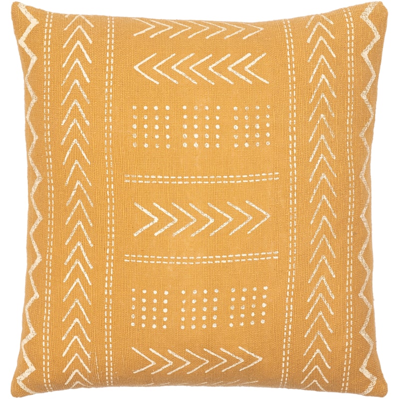 Kaiae Geometric Global Pattern Throw Pillow - 18"H x 18"W - Down - Mustard