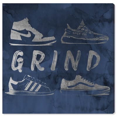 Notoriart Grind Sneakers Navy Gallery Wrapped Sneaker 1 Piece Canvas Wall Art
