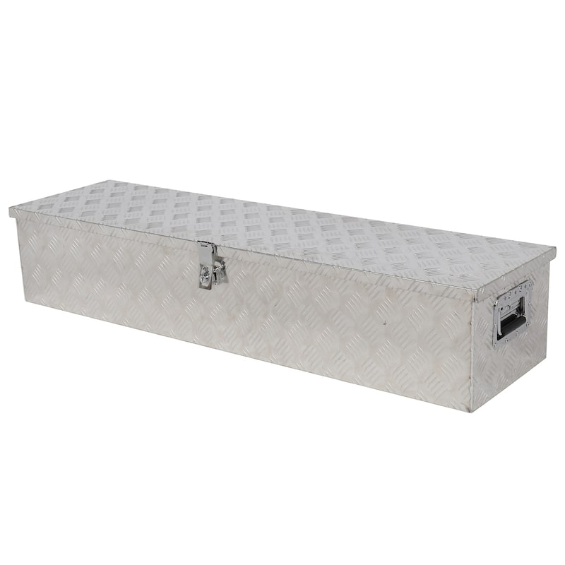 50" Elegant 5-Strips Pattern Aluminum Toolbox Silver