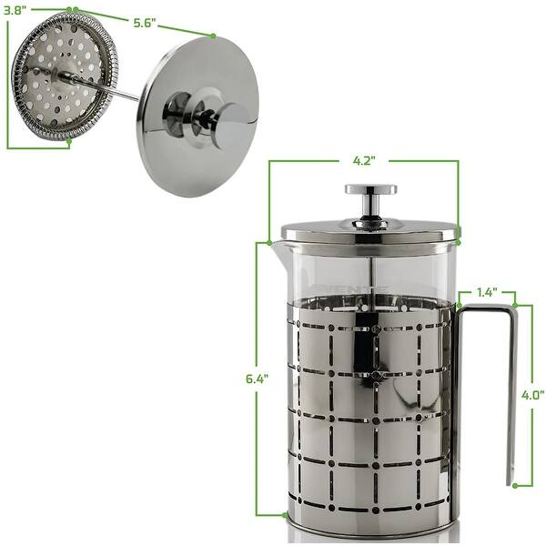 OVENTE French Press Coffee Maker, Stainless Steel Filter- Spiral