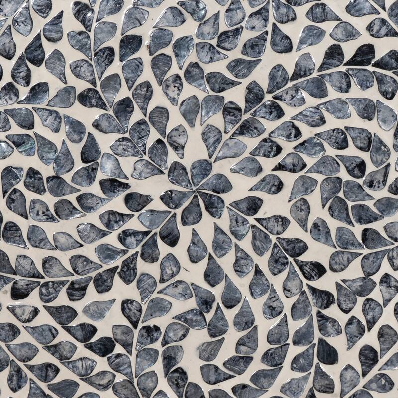 Padget Black Capiz Round Metal Side Table