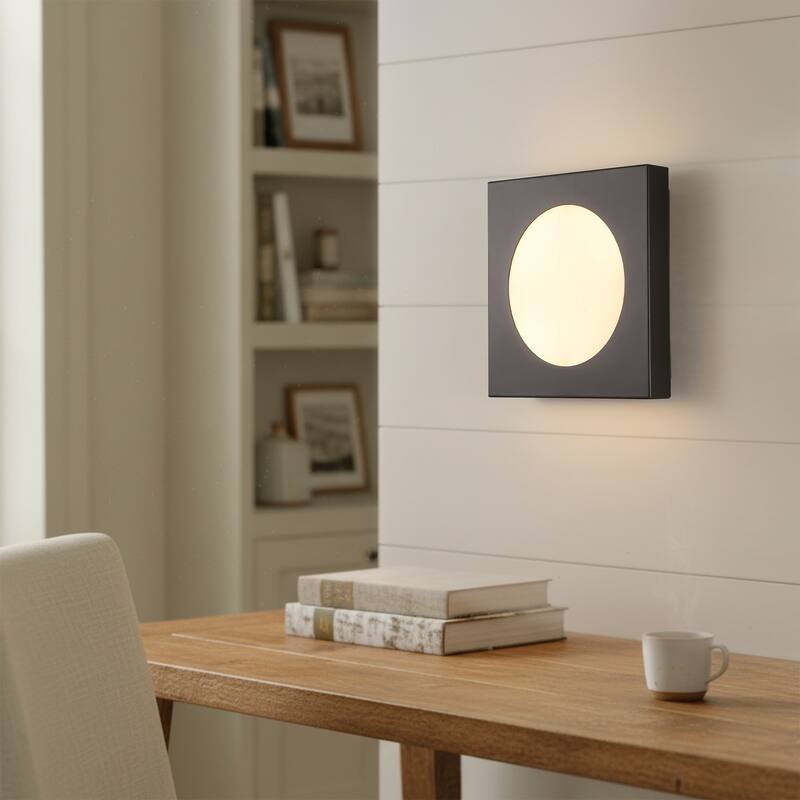 12-in Minimalist Matte Black Rectangle LED Wall Sconce/Flush Mount Ceiling light with Milky White Arcylic Diffuse