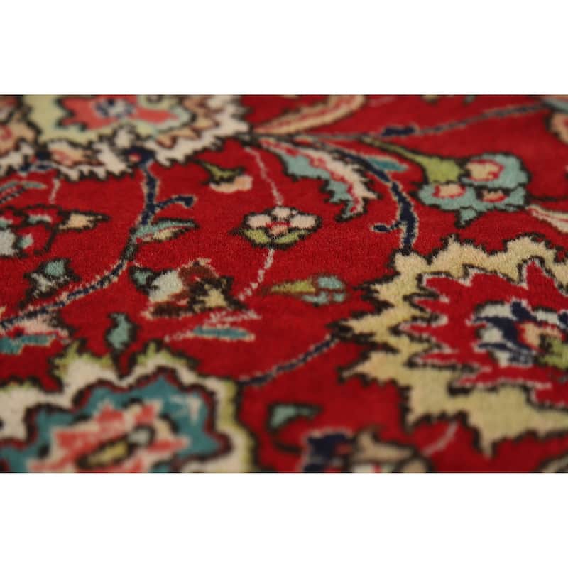 Hand Knotted Oriental 100% Wool Carpet Traditional Floral Red Tabriz Area Rug - 11' 3'' X 8' 1''