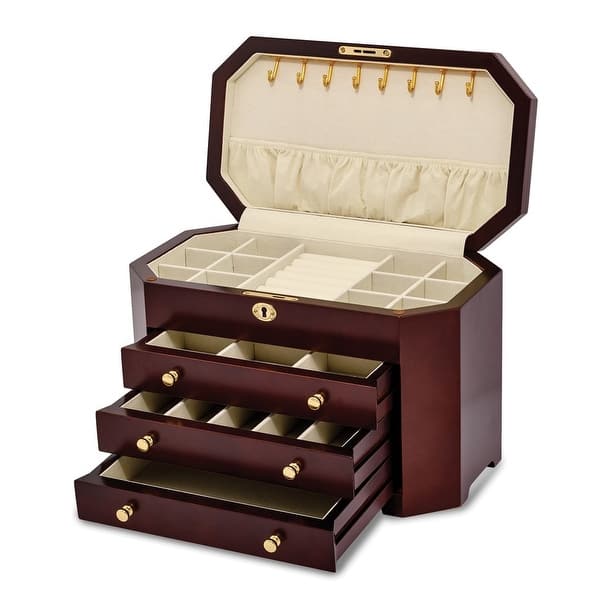 Curata Luxury Giftware Matte Mahogany Veneer 3-Drawer Locking Wooden ...
