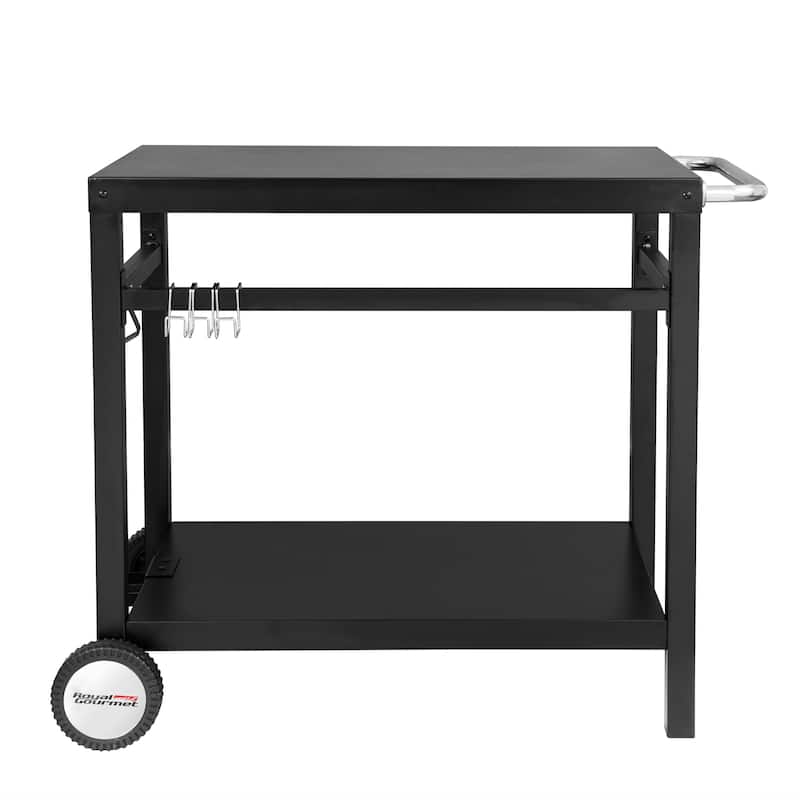 Royal Gourmet Double Shelf Movable Dining Cart Work Table with Handle,Black - Kitchen Cart