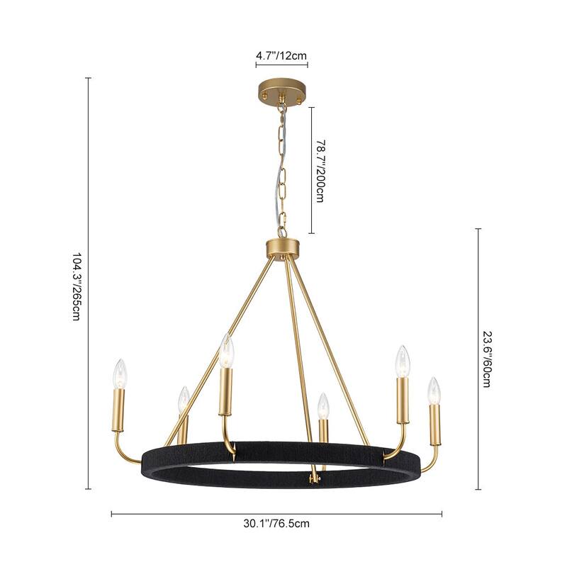 Modern Lodge 6-Light Candle-style Circular Chandelier - 30.1 in