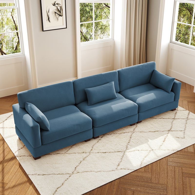 3-Piece Corduroy Couch Modular Sectional Sofa
