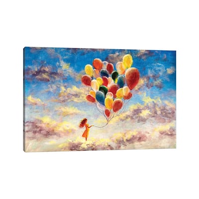 iCanvas "Woman With Colorful Balloons Among The Clouds" by Valery Rybakow Canvas Print