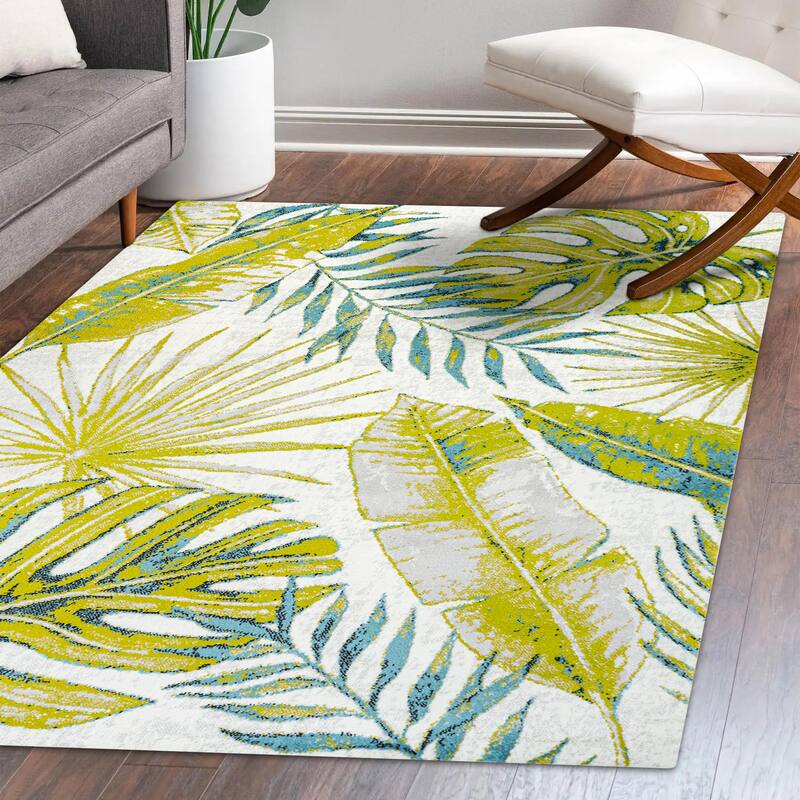 JONATHAN Y Magnolia Modern Botanical Flower Area Rug