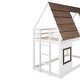 preview thumbnail 9 of 12, House-shaped Design Twin Size Wood Bunk Bed with Roof, Ladder and Slide, Sturdy Construction and Safety Guaranteed, White+Brown