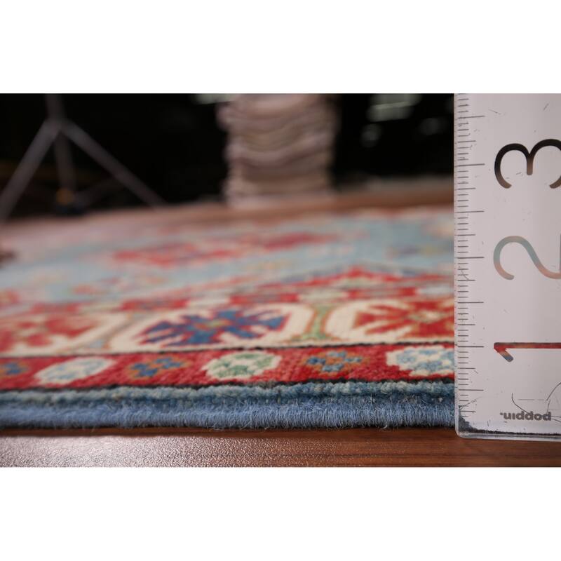 Blue Kazak Oriental Accent Rug Handmade Wool Carpet - 3'3" x 4'9"