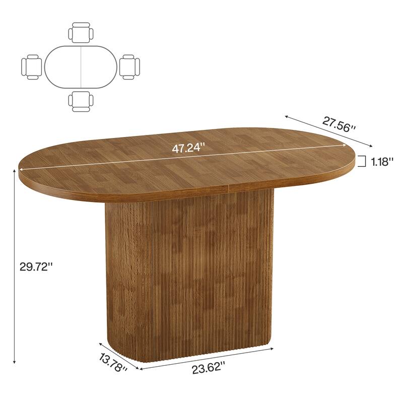 47.24" Oval Dining Table for 4, Rustic Wood Kitchen Table - N/A