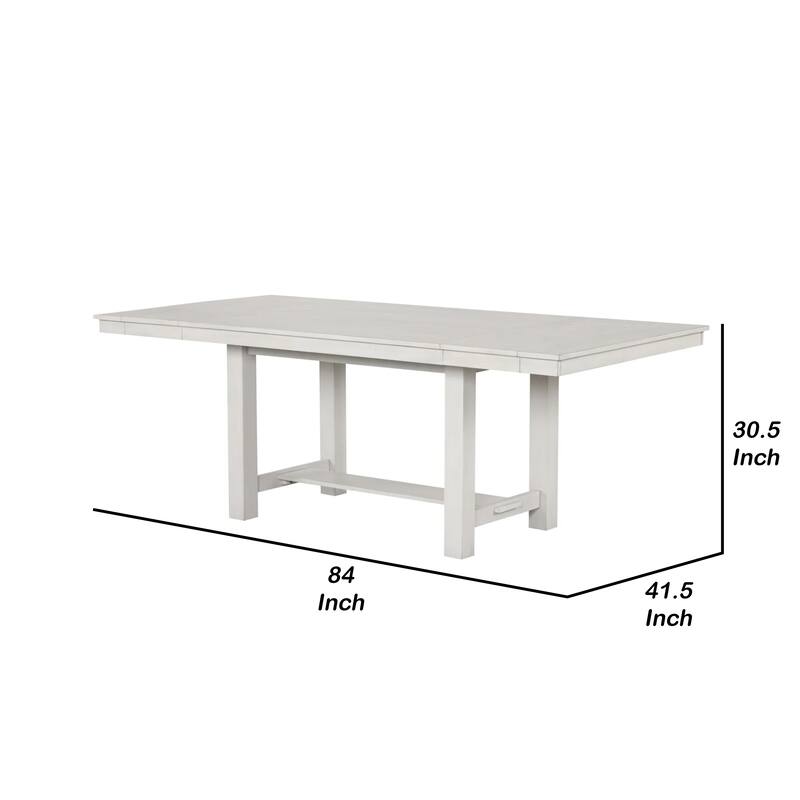 Rone Extendable Dining Table, White Oak Wood, 60-84 Inch Plank Top - Rustic White Oak