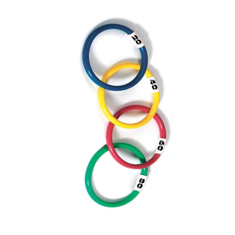 Set of 4 Vibrantly Colored Dive Ring Swimming Pool Toys 5.75"