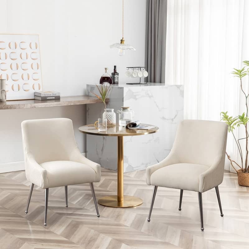 SEYNAR Modern Glam Velvet Dining Chair Set of 8 for Dining Room, Tufted Vanity Chair for Living Room (no table)