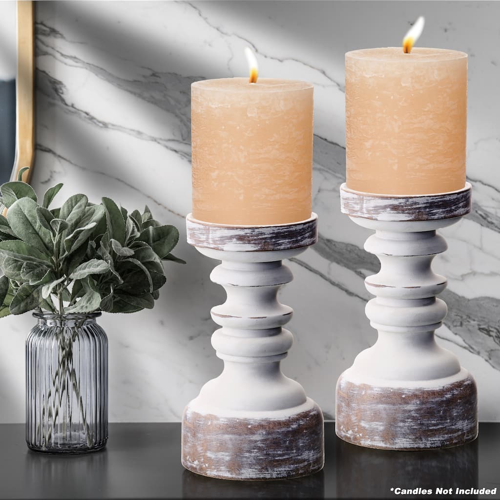 8.5" Resin 'Turnded Wood' Candle Holder