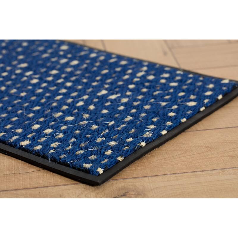 Natural and Recycled Rubber Boot Tray with Blue and Ivory Coir Insert