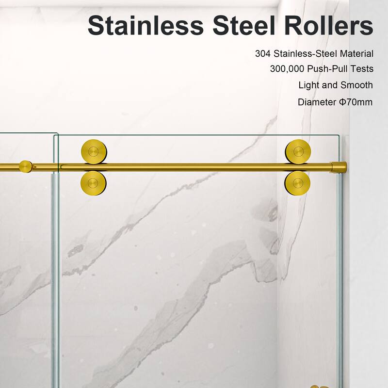 Frameless Clear Tempered Glass Single Sliding Shower Door w/ 5/16" Thick