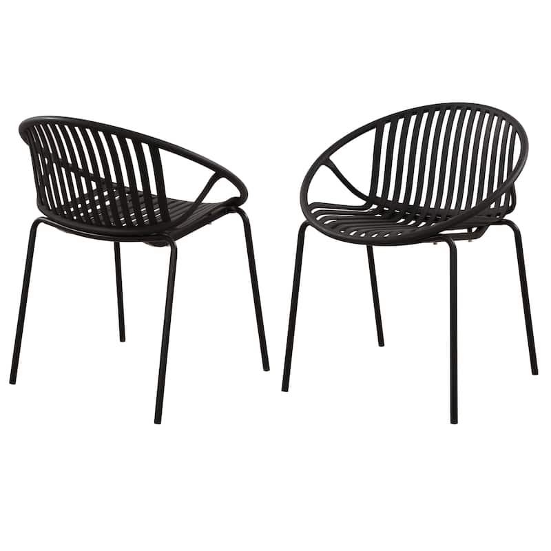 Christopher Knight Home - Emma Patio Outdoor Contemporary Plastic Stackable Dining Chairs