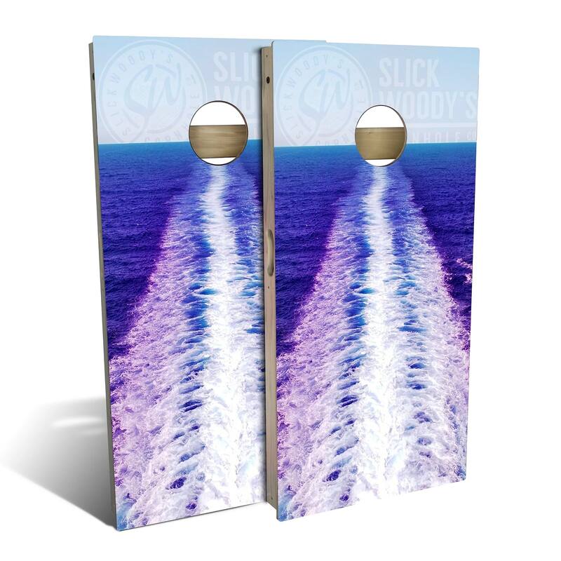 Ocean Wake Outdoor Cornhole Board Set - Backyard 2x4 - Include Carrying Case