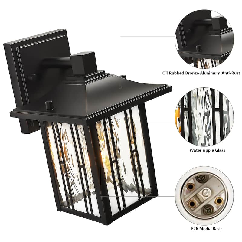 Outdoor Wall Lantern With Water Ripple Glass (Single Or Double Option)
