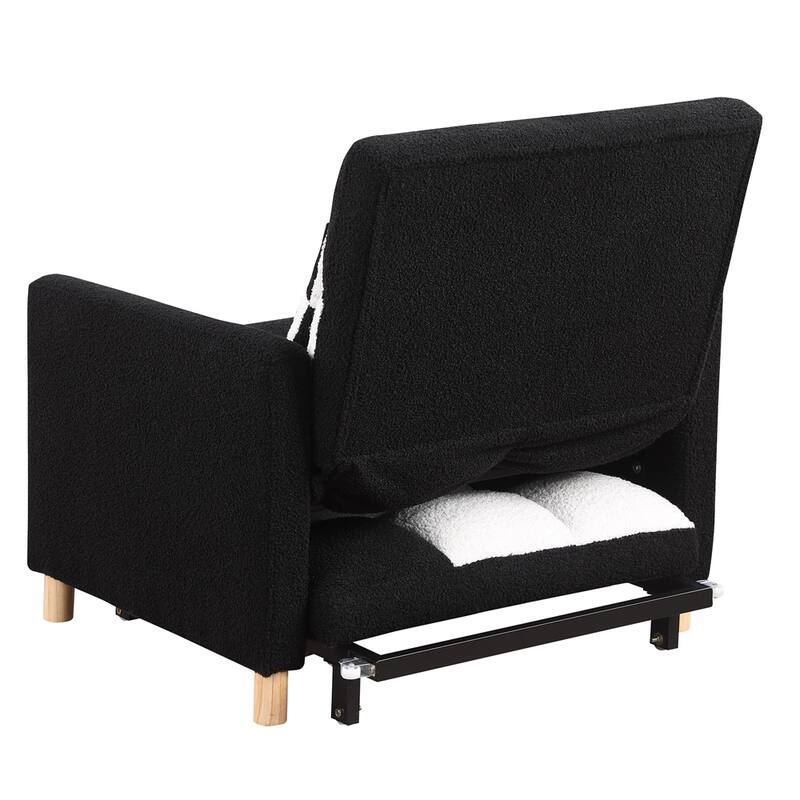 Teddy Fabric Convertible Multi-Functional Sleeper Sofa with Pillow