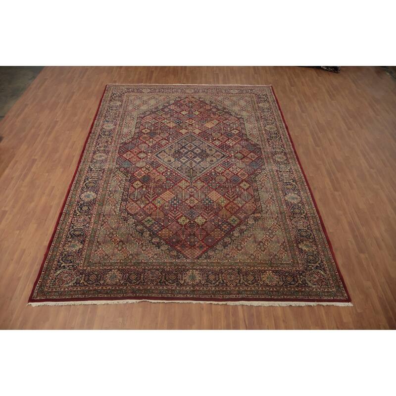 Hand Knotted Oriental 100% Wool Carpet Traditional Floral Red Isfahan Area Rug - 14' 9'' X 10' 5''