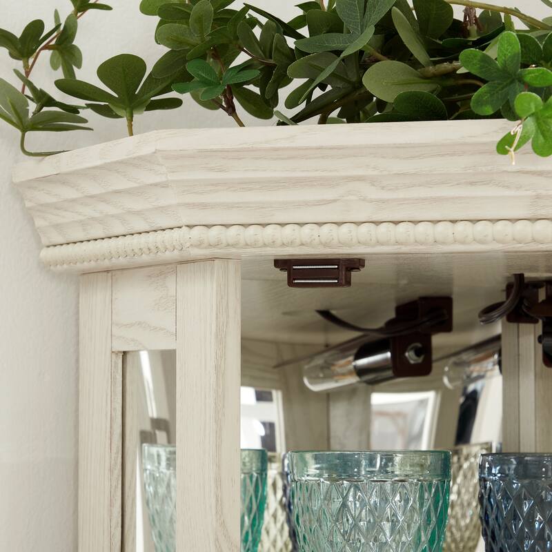GDFStudio - Traditional Storage Corner Curio Cabinet with Lighted Glass Shelves