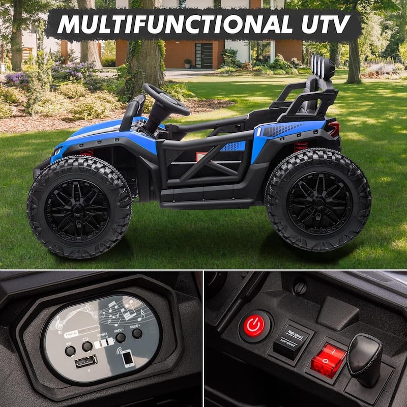 Kids Ride On UTV, 24V Ride On Toys for Big Kids UTV with RC, 130W Motor, Four-Wheel Suspension