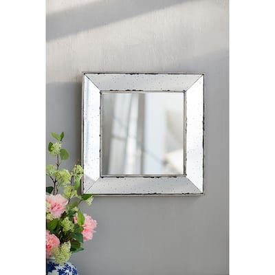Traditional Distressed Wall Decor Accent Mirror - Silver