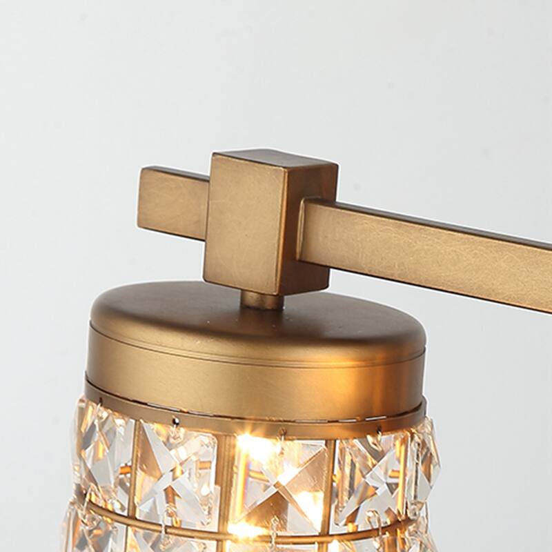 20" 3-Light Gold Wall Sconce with Crystal Cylinder Shade