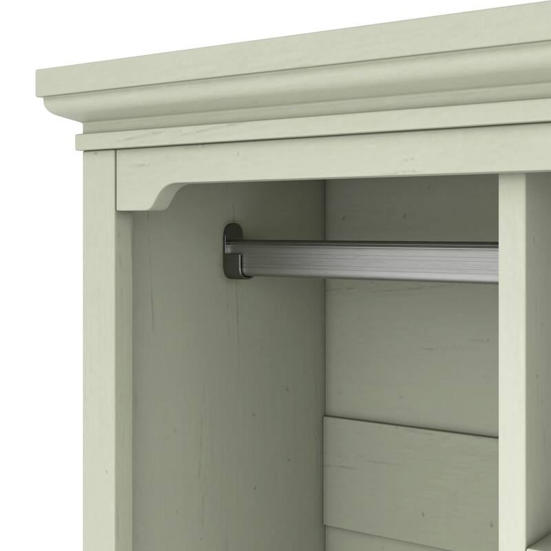 Open Children's Wardrobe with A Hanging Rod and Open Shelves