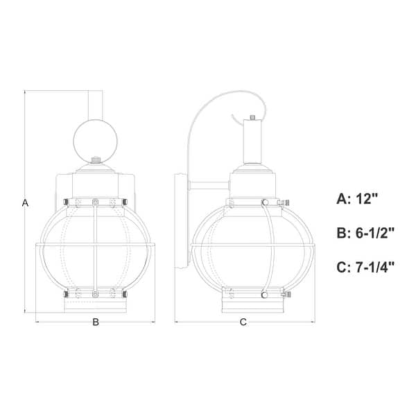 VAXCEL Chatham 12 in. H 1-Light Burnished Bronze Coastal Outdoor Wall Sconce, Steel, Clear Seeded Glass Shade