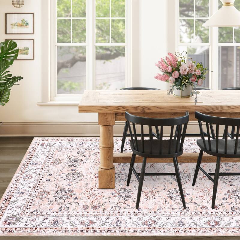 Garvee Boho Rugs Bohemian Rugs Floral Distressed Area Rug