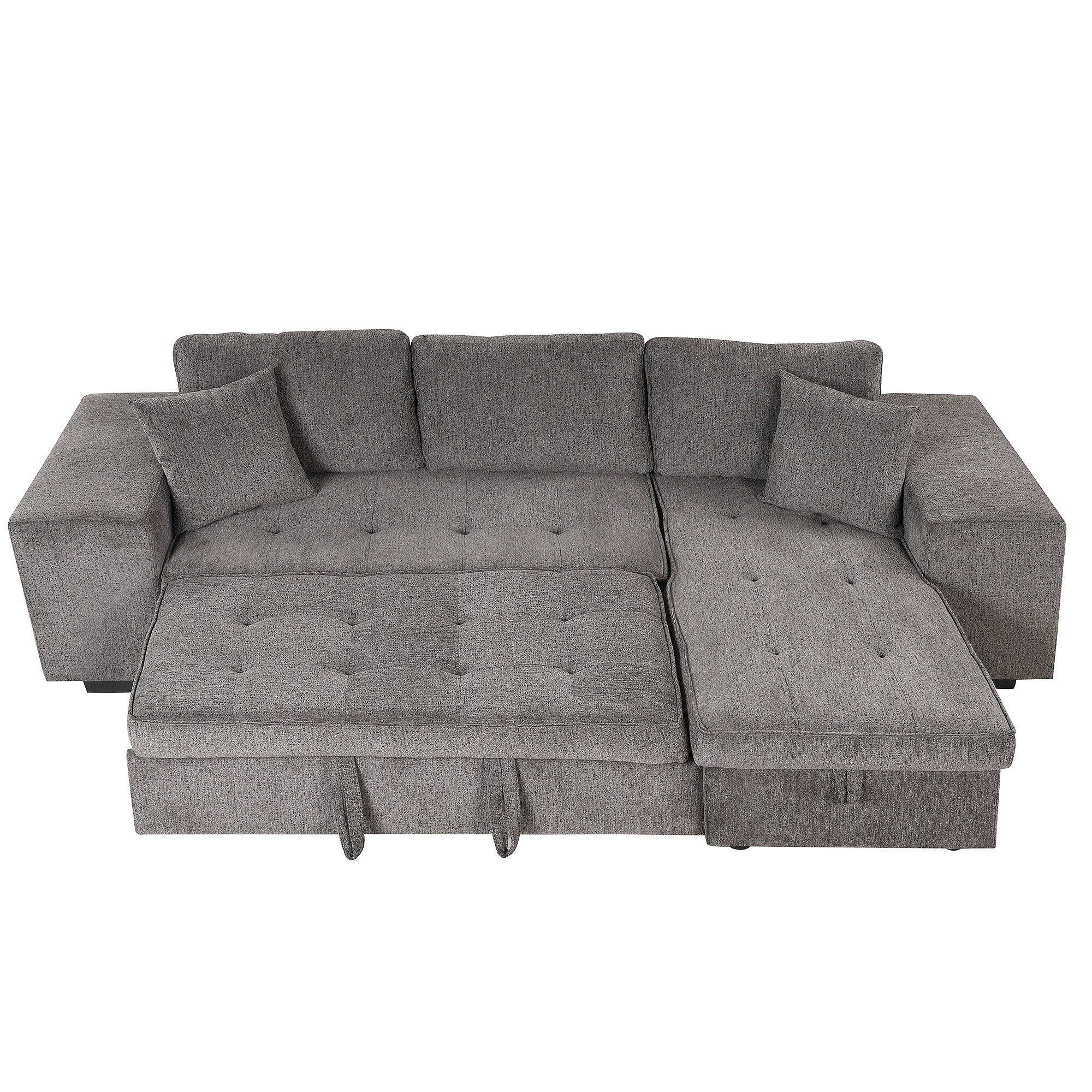 104 Modern L-Shape 3 Seat Reversible Sectional Couch, Pull Out Sleeper Sofa  with Storage Chaise and 2 Stools - On Sale - Bed Bath & Beyond - 37688313