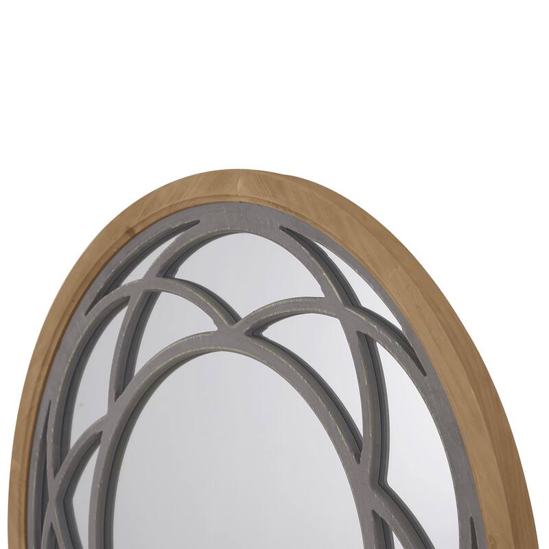 Rustic 30 in. x 30 in. Farmhouse Round Wood Frame Wall Mirror Bed Bath & Beyond 34859617
