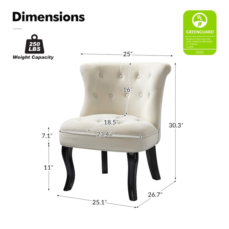 Paolino 25.1" Wide Traditional Velvet Button-tufted Back Stools with Wood Legs by HULALA HOME