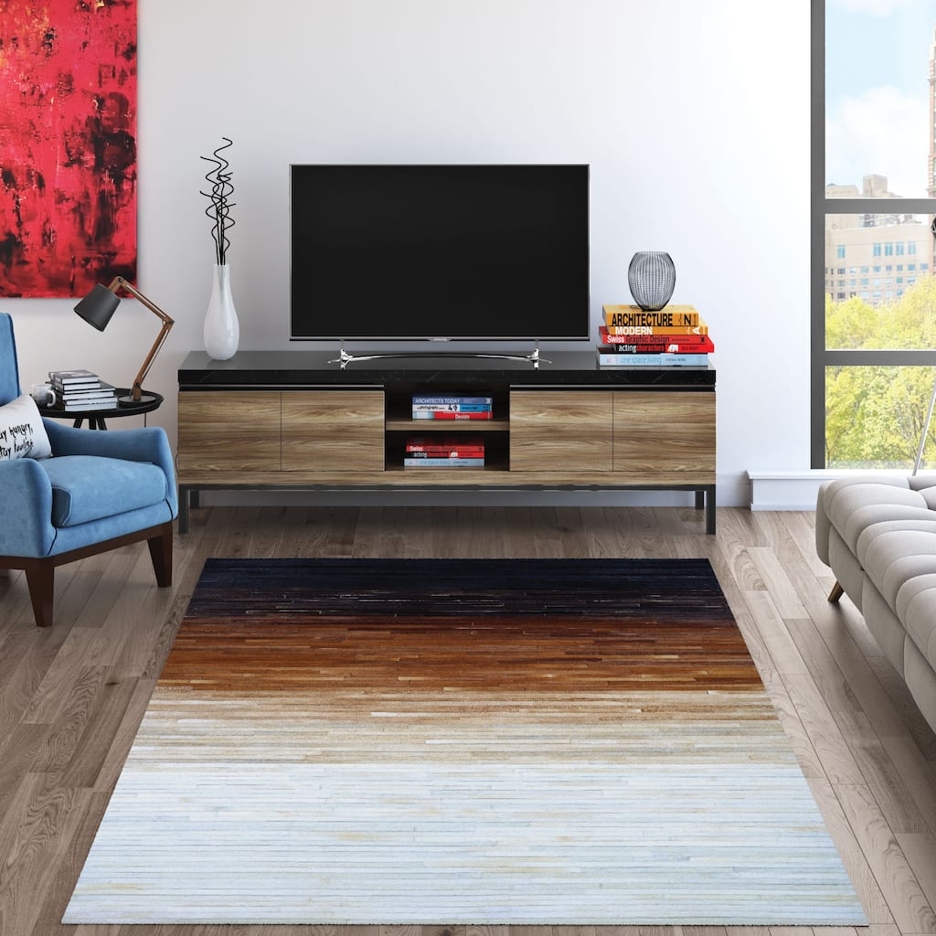 Handmade Couristan Chalet Homestead Cowhide Leather Area Rug