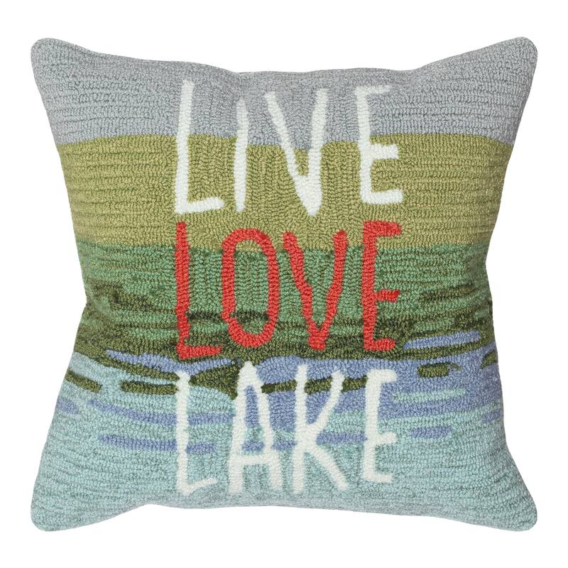 Liora Manne Frontporch Live Love Lake Indoor/Outdoor Pillow Water 18" x 18"