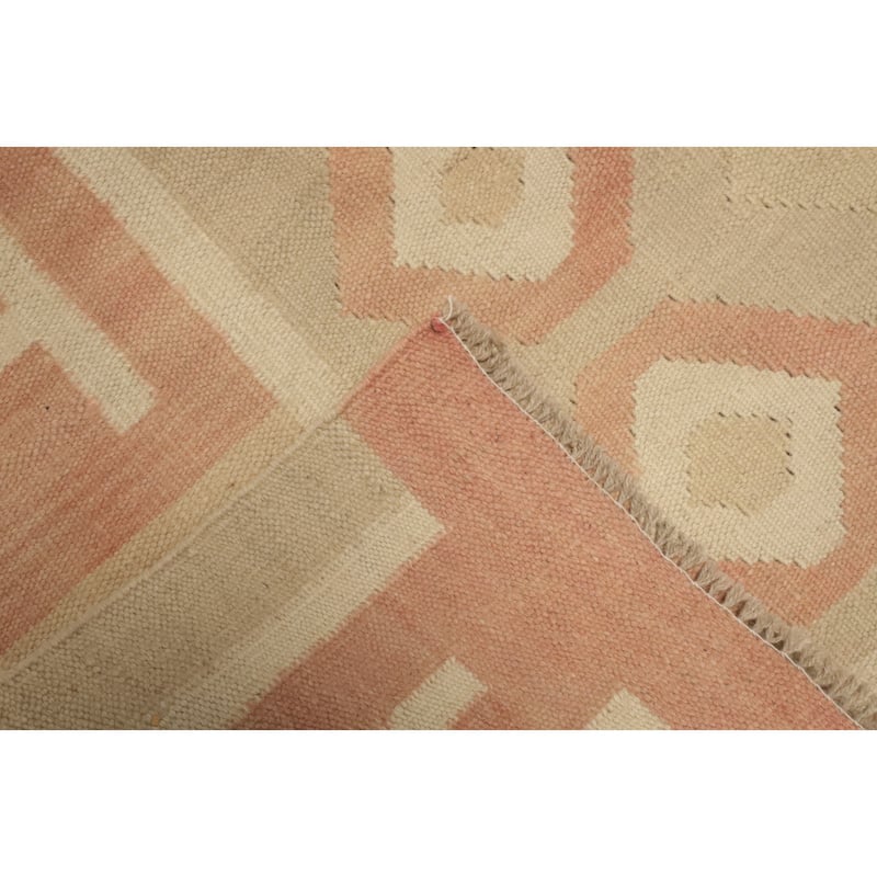 Hand Woven Oriental 100% Wool Carpet Southwestern Tribal Beige & Ivories Kilim Area Rug - 5' 8'' X 4' 1''