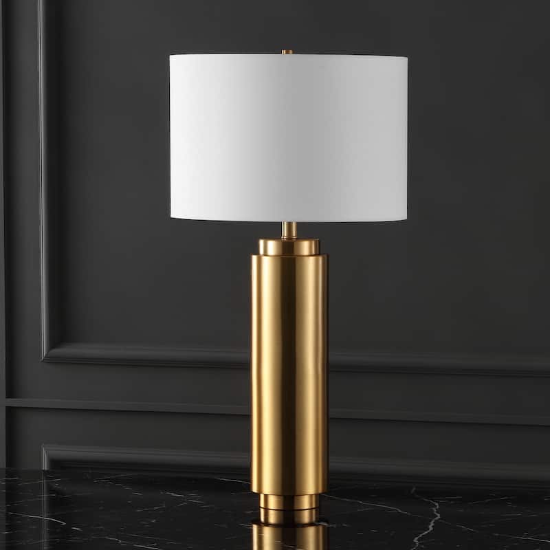 SAFAVIEH Couture Lighting 30-inch Terry Metal Pillar Table Lamp - 15 IN W x 15 IN D x 30 IN H - Gold