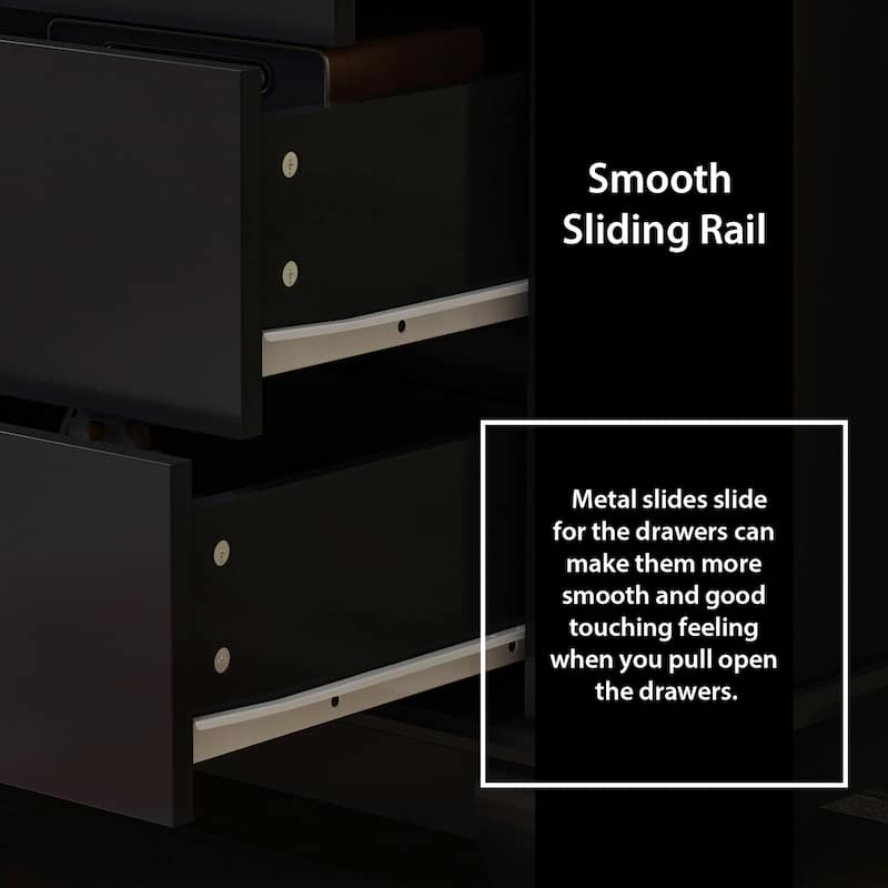Lacquer Dresser 55.1"Wide Storage Chest Storage Dresser Bedroom