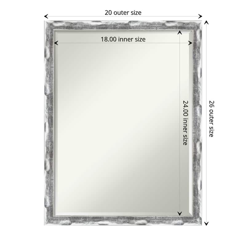 Petite Bevel Bathroom Wall Mirror - Scratched Wave Chrome Frame - Scratched Wave Chrome - 20 x 26 in - 20 x 26 in - Scratched Wave Chrome