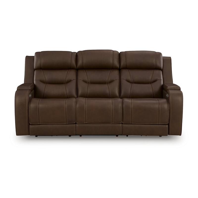 Signature Design by Ashley Guru Dark Brown Power Reclining Sofa with Audio Seating - 87" W x 41" D x 45" H