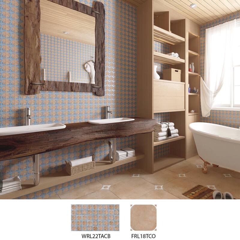 Merola Tile Tetuan Astre Cotto Blue 12-1/8" x 21-7/8" Porcelain Wall Tile